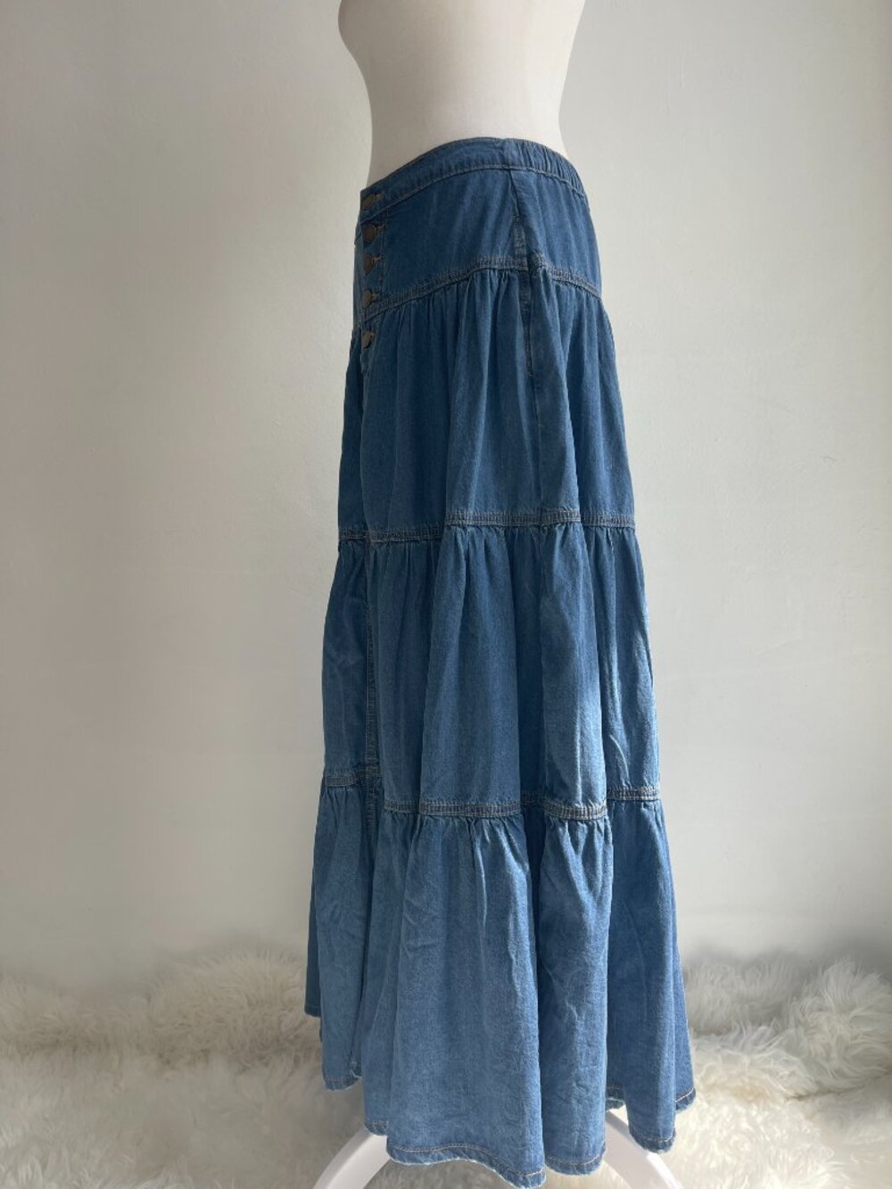 Cider Denim Maxi Skirt with Buttons - Picture 3 of 4